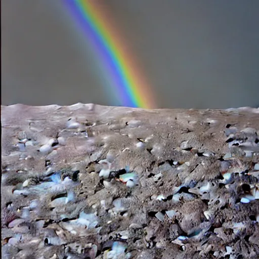 Prompt: a rainbow on the moon