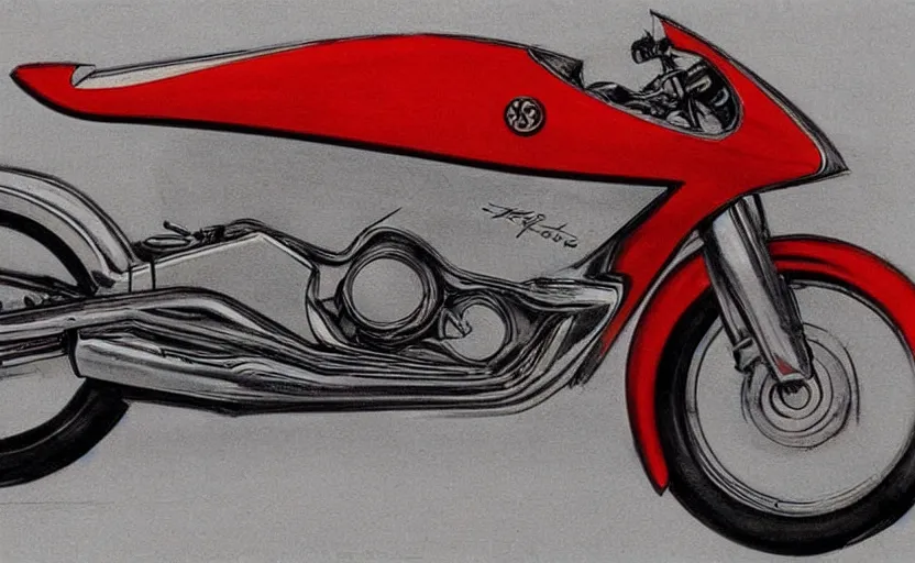 Prompt: 1 9 6 0 s yamaha sport motorcycle concept, sketch, art,