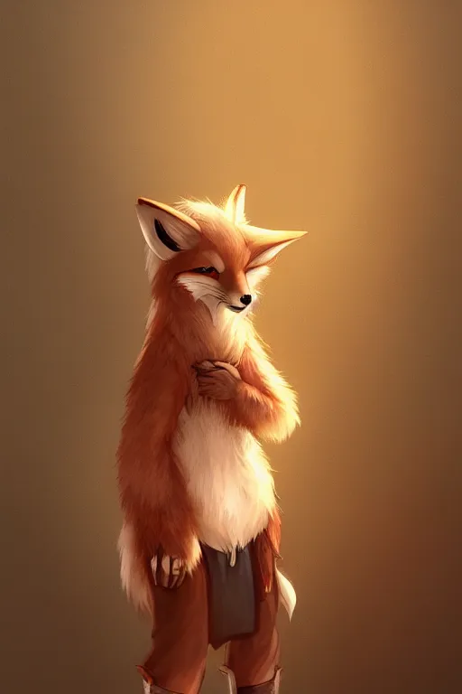 Image similar to an anthropomorphic medieval fox with a fluffy tail, backlighting, trending on artstation, digital art, furry art, trending on furaffinity, fantasy art, by kawacy