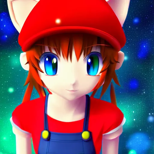 Prompt: anime catgirl cosplaying as super mario nft, bokeh, shader, anime art style, highly detailed, cel - shaded, colorful, animated, trending