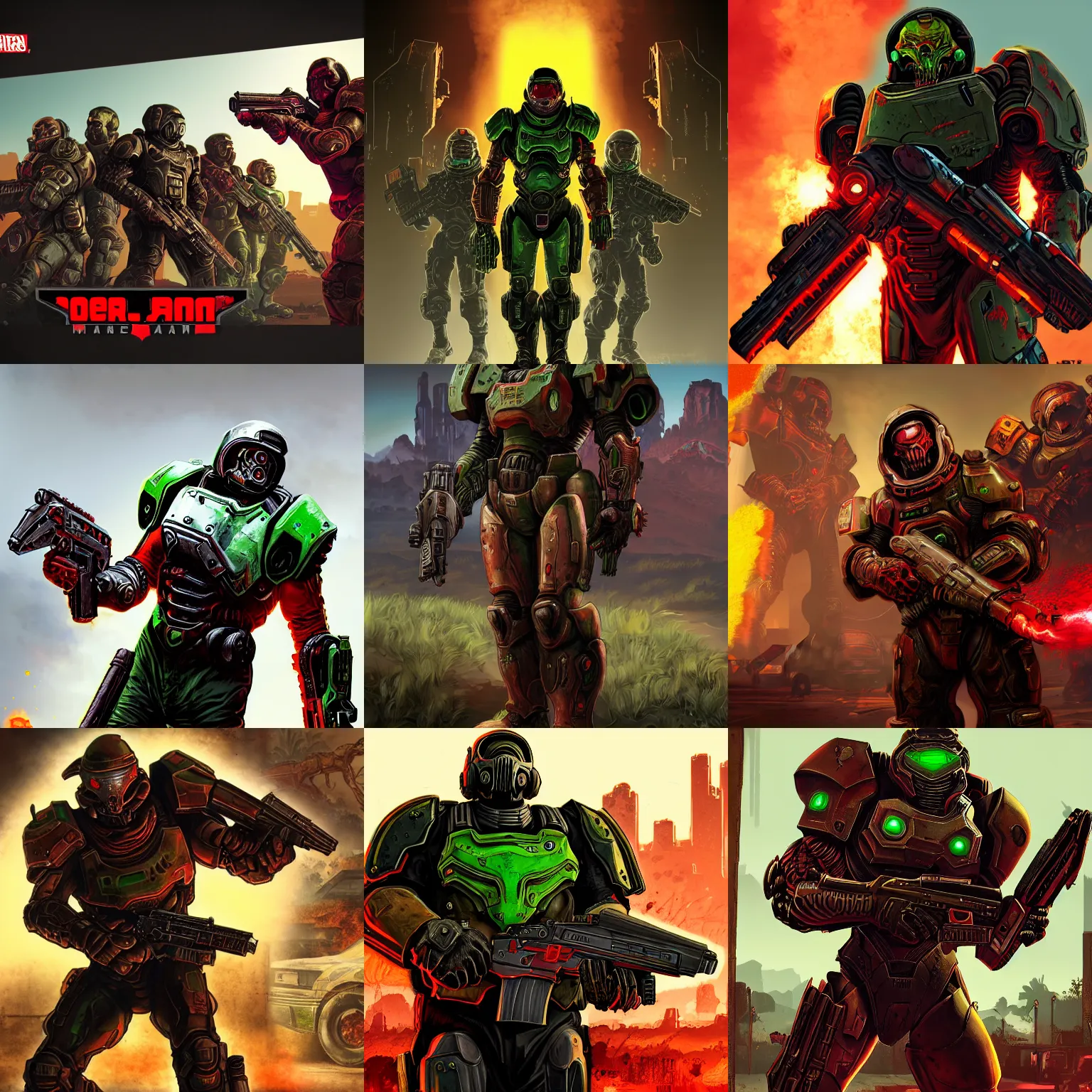 Prompt: the doom slayer, Gta 5 loading screen, art by Stephen Bliss