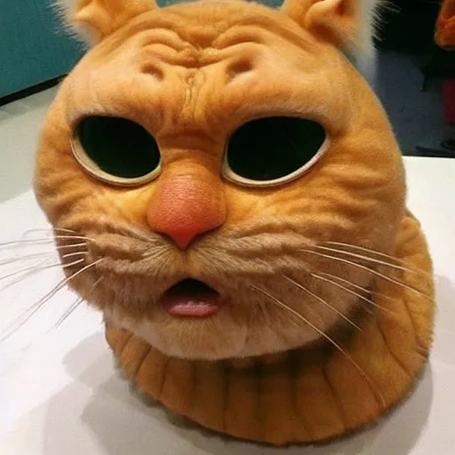 Prompt: bald garfield in real life, garfield is bald, garfield receding hairline, photo