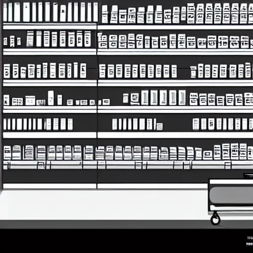 Image similar to cash register in foreground shelves of buliding supplies in the background vector art