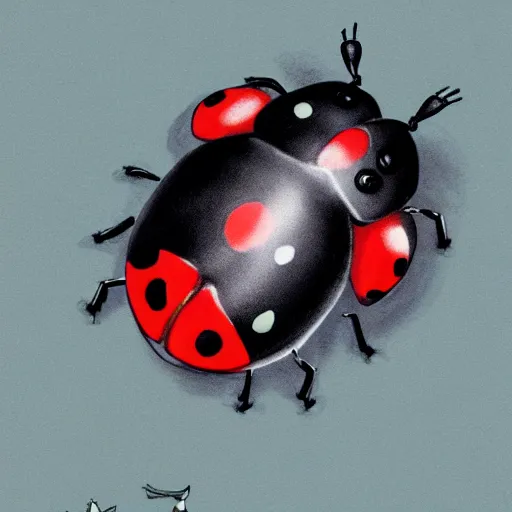 Prompt: cute ladybug crawling on a maple leaf, concept art, illustrated, highly detailed, high quality, bright colors, optimistic,