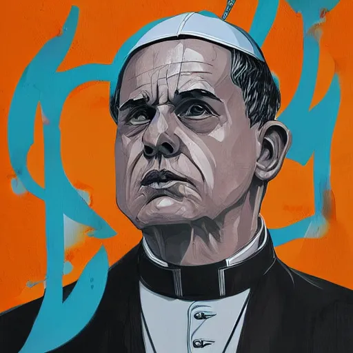 Image similar to the pope by sachin teng, asymmetrical, dark vibes, realistic painting, organic painting, matte painting, geometric shapes, hard edges, graffiti, street art