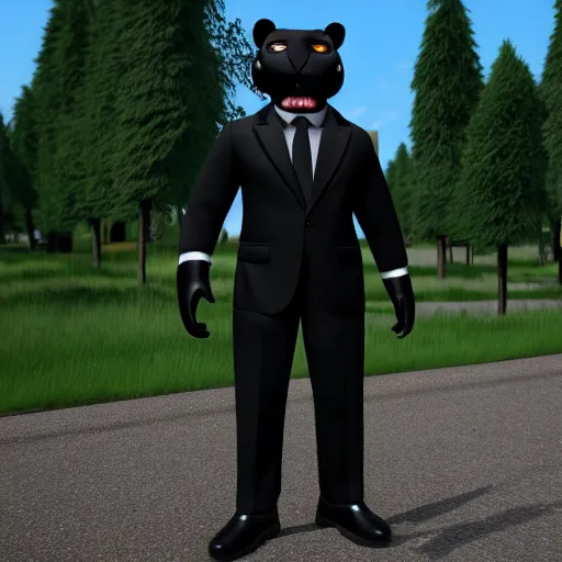 Image similar to anthropomorphic tiger in a black suit, ultra detail, ultra realistic, soft fur, ssao 8 k