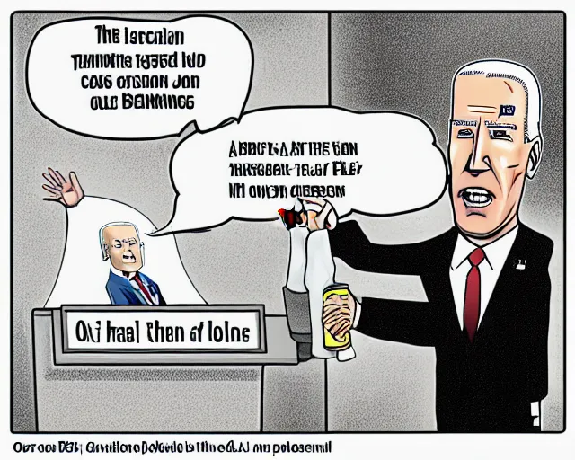 Prompt: Modern political cartoon made by Ben Garrison that portrays inflation through an obese Joe Biden drinking oil