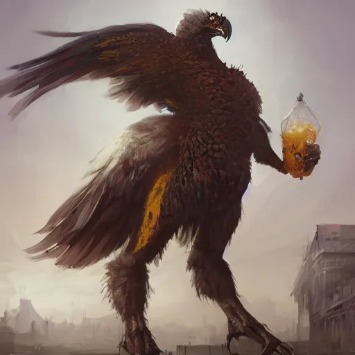 Image similar to digital painting of an super market shopping elegant but deadly chicogriff, griffin chicogriff hybrid monster, by Greg Rutkowski, magic the gathering concept art, trending on artstation, 4k resolution, ((in a super market Costco))