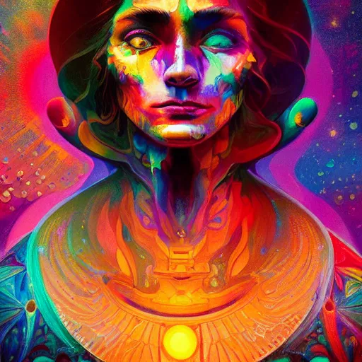 Image similar to An extremely psychedelic experience, colorful, surreal, dramatic lighting, cosmonaut, LSD, face, detailed, intricate, elegant, highly detailed, digital painting, artstation, concept art, smooth, sharp focus, illustration, art by Sam Spratt, Dan Mumford, Artem Demura and Alphonse Mucha