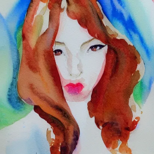 Image similar to pretty girl, water color,