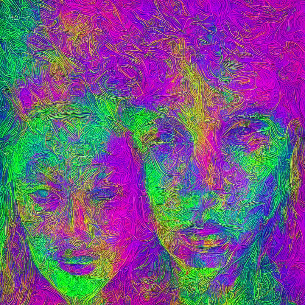 Image similar to mdluex face digital art, holographic colors