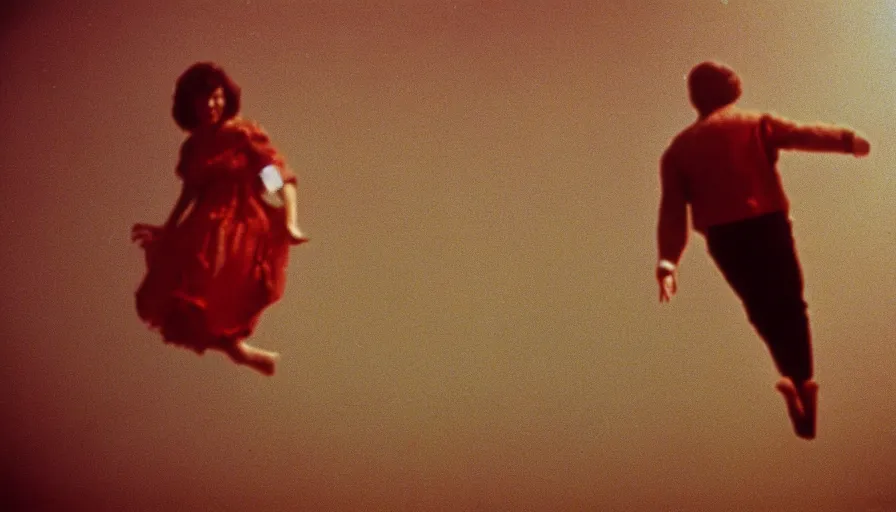 Prompt: 7 0 s film still from a horror movie a person floating in the air, kodachrome, cinecolor, cinestill, film grain, film texture, retro, cinematic, high resolution, photorealism,