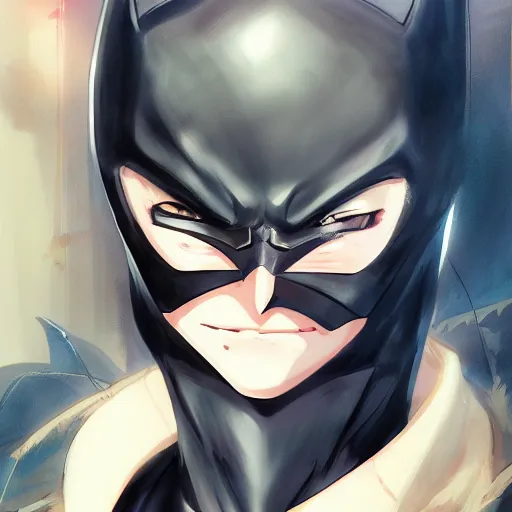 Image similar to anime portrait of batman as an anime antagonist by Stanley Artgerm Lau, WLOP, Rossdraws, James Jean, Andrei Riabovitchev, Marc Simonetti, and Sakimichan, trending on artstation