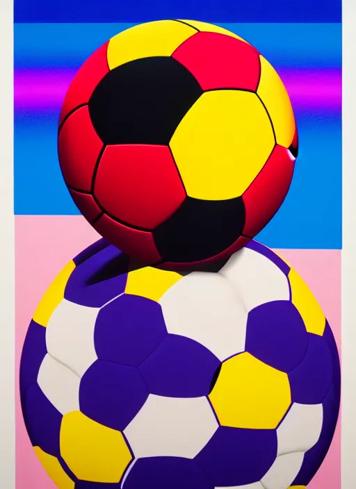 Prompt: soccer ball by shusei nagaoka, kaws, david rudnick, airbrush on canvas, pastell colours, cell shaded, 8 k