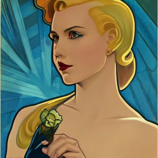 Prompt: a streamline moderne painting in the style of clyde caldwell, and in the style of charlie bowater, and in the style of alphonse mucha. symmetry, smooth, sharp focus, semi - realism, intricate detail.