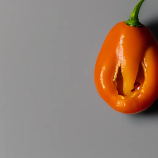 Prompt: A habanero shaped like the head of Bart Simpson realistic dramatic lighting