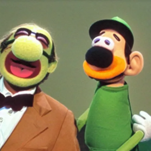 Prompt: luigi in the muppet show