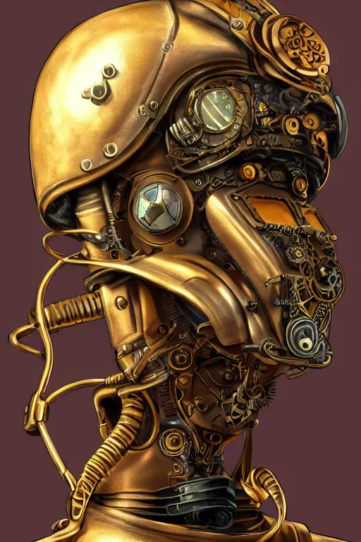 Image similar to steampunk helmet fantasy art mask robot ninja stylized digital illustration sharp focus, elegant intricate digital painting artstation concept art global illumination ray tracing advanced technology chaykin howard and campionpascale and cooke darwyn and davis jack