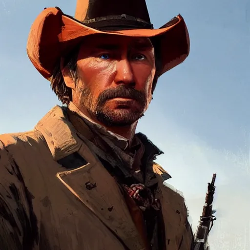 Image similar to putin in red dead redemption 2 by greg rutkowski