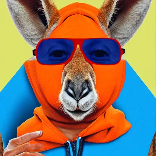 a portrait photo of a kangaroo wearing an orange | Stable Diffusion ...