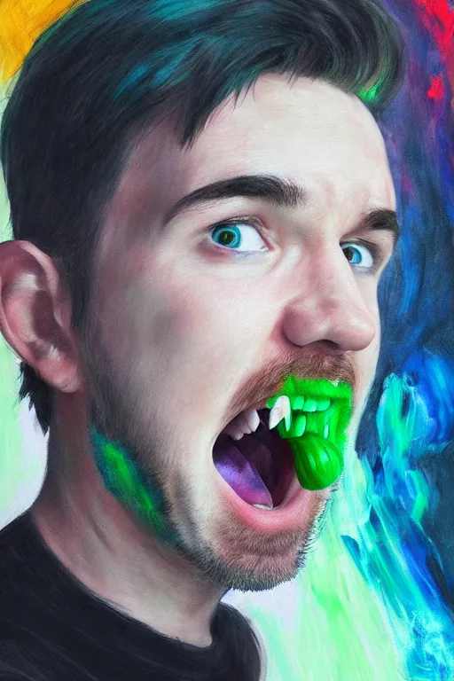 Image similar to Sean McLoughlin, Jacksepticeye, Irish Youtuber, solo portrait, yelling super loud, extreme yelling 🎨🖌️