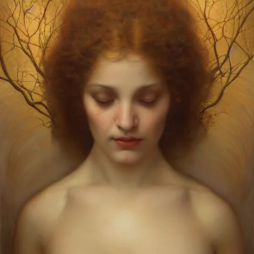 Image similar to the tree of life!!!!!! | by roberto ferri, by tom bagshaw, by j. c. leyendecker and klimt, american romanticism, artstation, cgsociety, highly detailed oil painting, very intricate, cinematic lighting, award - winning