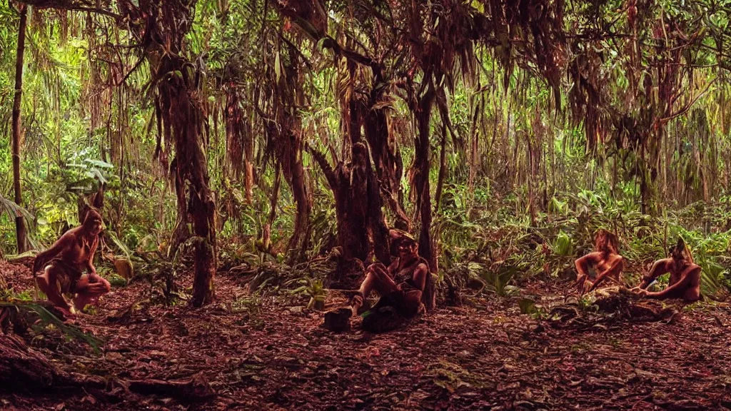 Prompt: movie scene of a ayahuasca trip, movie still, cinematic composition, cinematic light, by andrzej zuławski