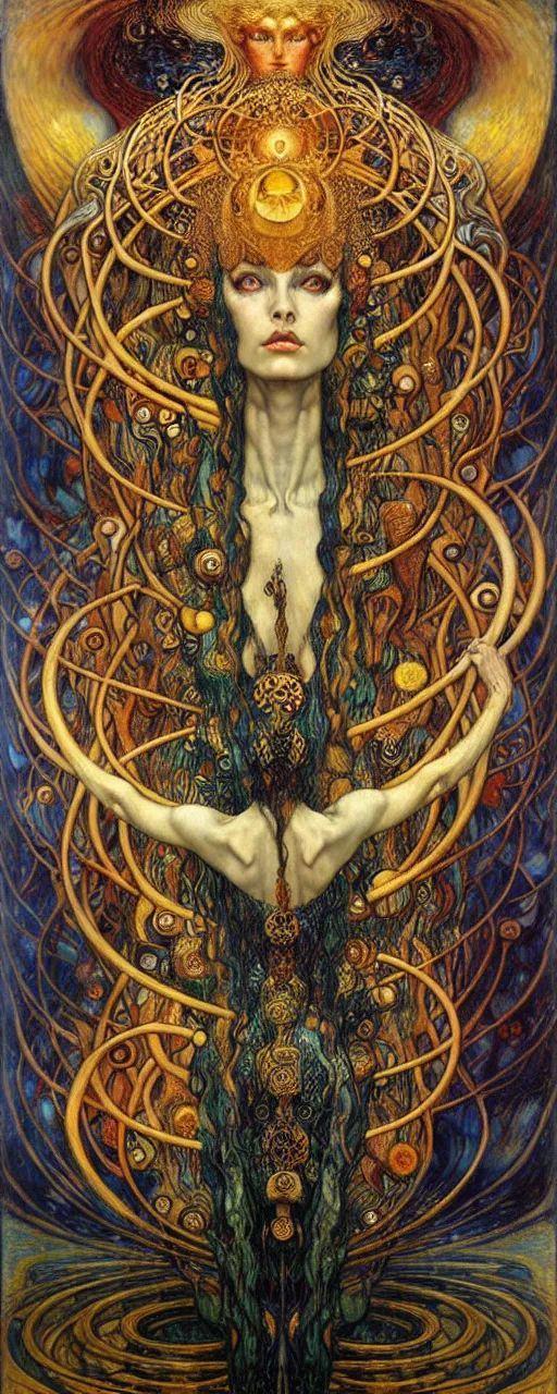 Image similar to Divine Chaos Engine by Karol Bak, Jean Delville, William Blake, Gustav Klimt, and Vincent Van Gogh, symbolist, visionary