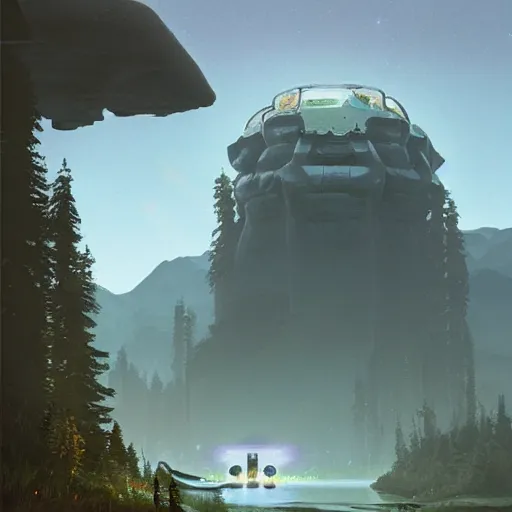 Image similar to halo ring from the game halo, simon stalenhag