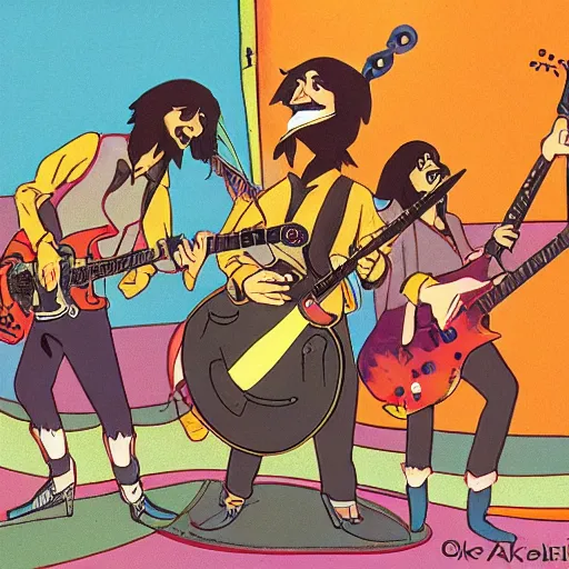 Prompt: rats playing in a rock band inspired by the beatles, slice of life, ghibli and disney animation, 7 0 s art by ken anderson and mel shaw,