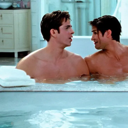 Image similar to the bathtub scene from pretty woman if both leads were handsome men