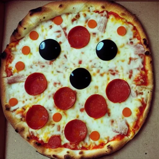 Prompt: pizza with eyes