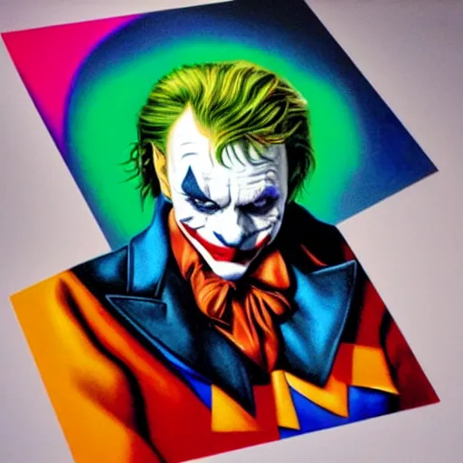 Image similar to angela merkel is the joker, airbrush art, drew struzan illustration art, key art, portrait