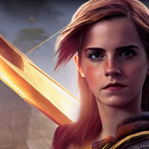 Prompt: emma watson as an archer in world of warcraft 4 k