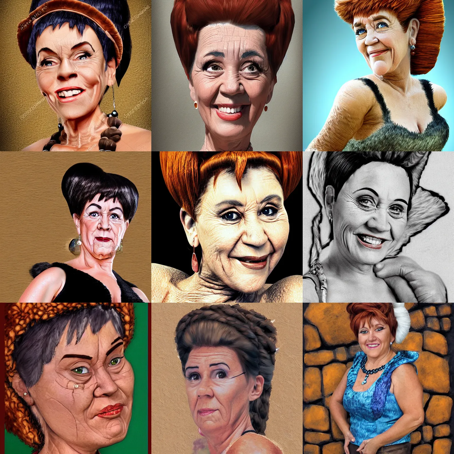 Prompt: profesional portrait of real life vilma flintstones look alike. high quality textured and detailed.