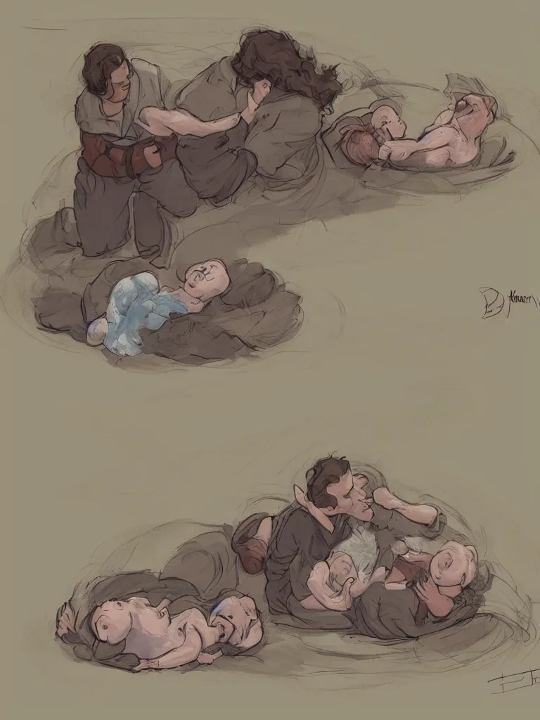 Prompt: giving birth by disney concept artists, blunt borders, rule of thirds