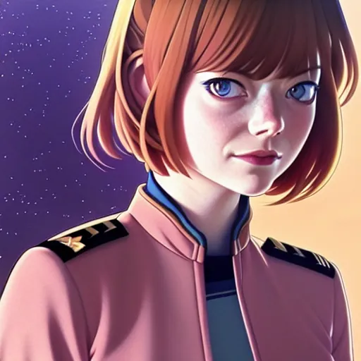 Prompt: emma stone, starfleet officer, kyoto animation still, finely illustrated face, intricately detailed features, digital painting, makoto shinkai, painted by ilya kuvshinov and katsura masakazu and alphonse mucha and satoshi kon