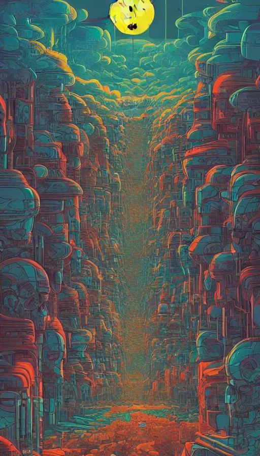 Prompt: The land of the skull androids, italian futurism, Dan Mumford, Josan Gonzalez