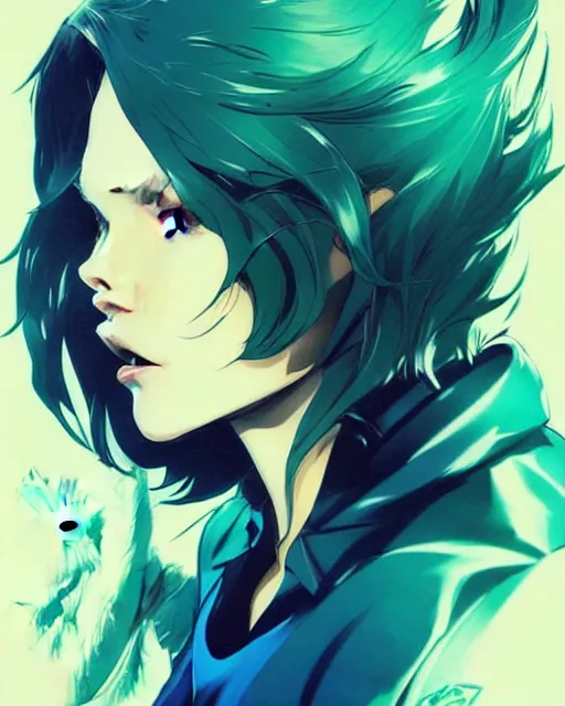 Prompt: style of yoji shinkawa, artgerm, joshua middleton, beautiful kristen bell with green dress, very long blue hair, water powers water swirling, symmetrical face, symmetrical eyes, detailed, beach setting, cinematic lighting