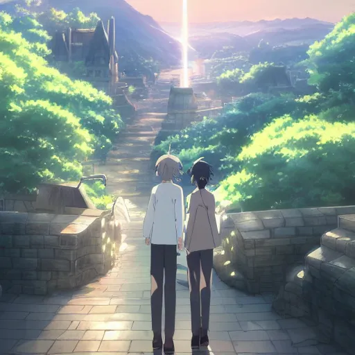 Prompt: A wizard in Your Name by Makoto Shinkai, wizard hat, anime key visual
