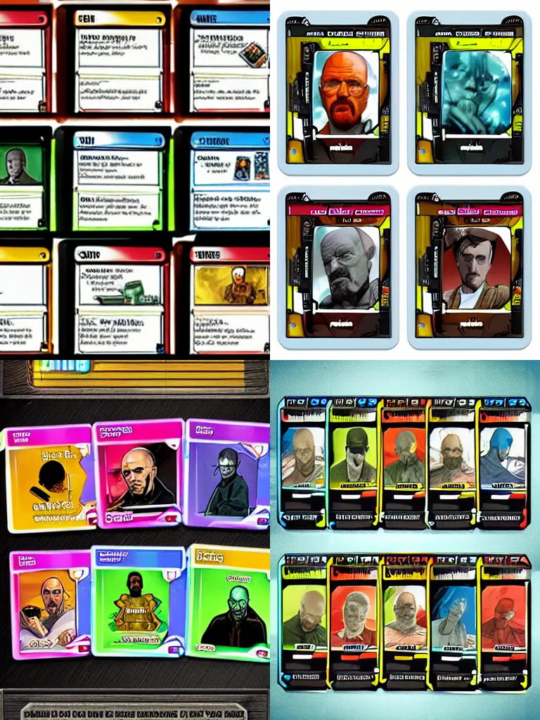 Prompt: Breaking Bad themed card game, TCG, card concept