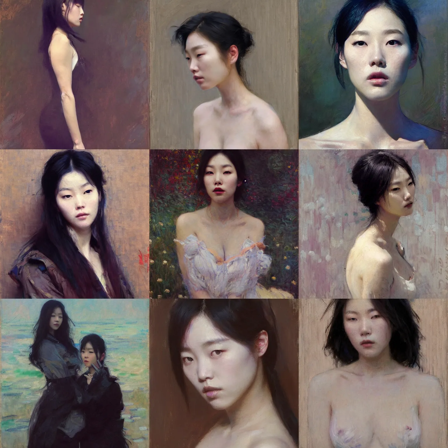 Prompt: lee jin - eun by jeremy lipkin, john berkey, claude monet, dino valls, rule of thirds, seductive look, beautiful