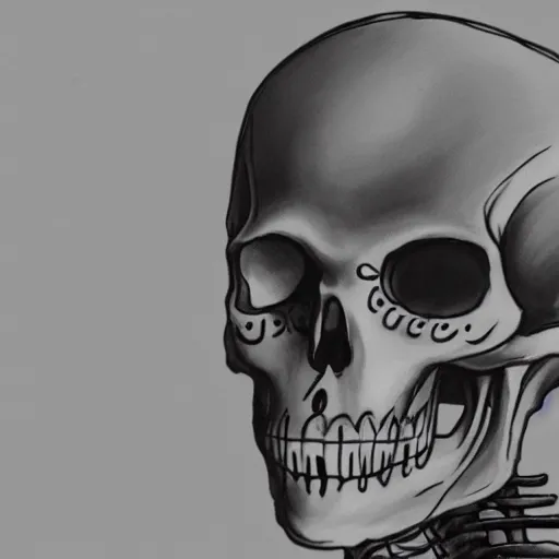 Image similar to a headshot of skeleton as a a pin - up model