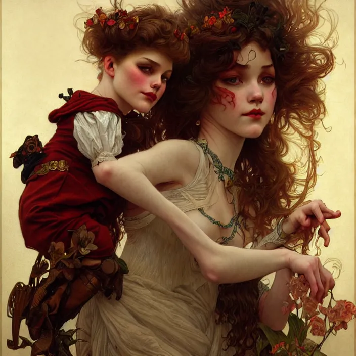 Image similar to ventriloquist, fantasy, intricate, elegant, highly detailed, lifelike, photorealistic, digital painting, artstation, illustration, concept art, smooth, sharp focus, art by John Collier and Albert Aublet and Krenz Cushart and Artem Demura and Alphonse Mucha