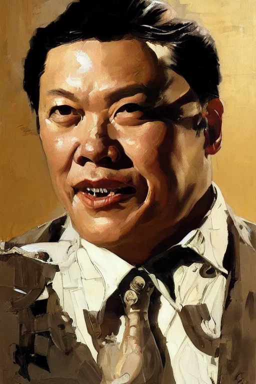 Prompt: waymond wang, painting by jc leyendecker!! phil hale!, angular, brush strokes, painterly, vintage, crisp