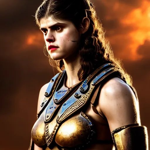 Image similar to photo of aalexandra daddario as a amazon warrior, highly detailed, 8k, award winning