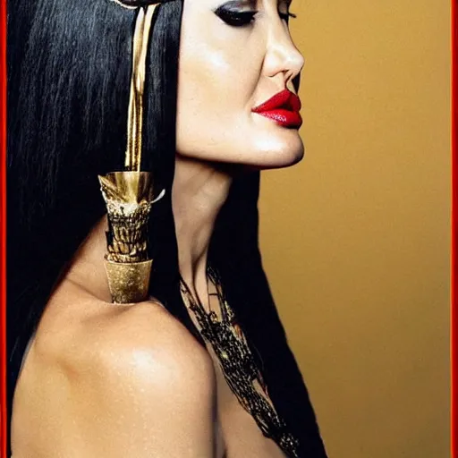Image similar to an amazing award winning photo of angelina jolie as cleopatra