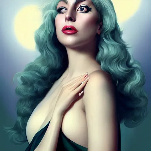 Image similar to a portrait of lady gaga by charlie bowater and anna dittmann and gil elvgren.