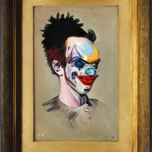 Prompt: a portrait of Cyber Punk clown painted by Édouard Manet