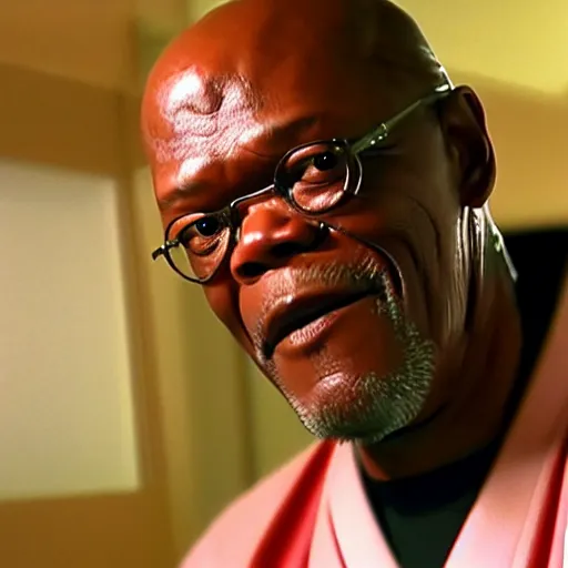 Prompt: samuel l jackson wearing a cute japanese maid dress, 4 k, hyper realistic, japan